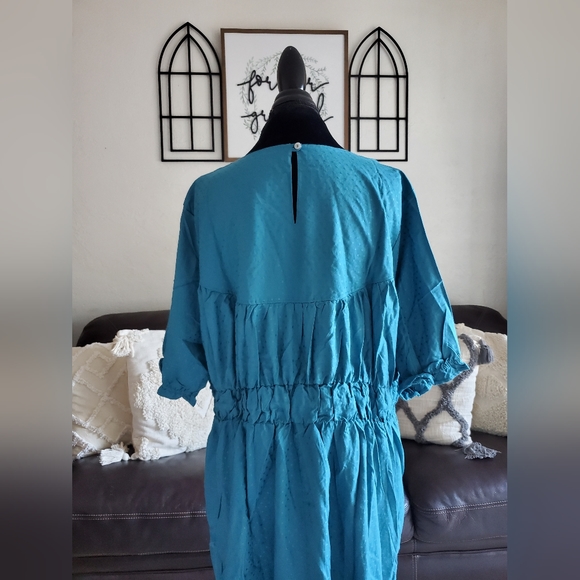 Evy's Tree The Maria Blue Midi Shirt Dress Women's Size 1X NWT Boho Chic - Picture 4 of 12